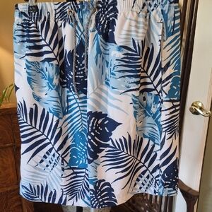 Blue Tropical Print Men's Swim Shorts